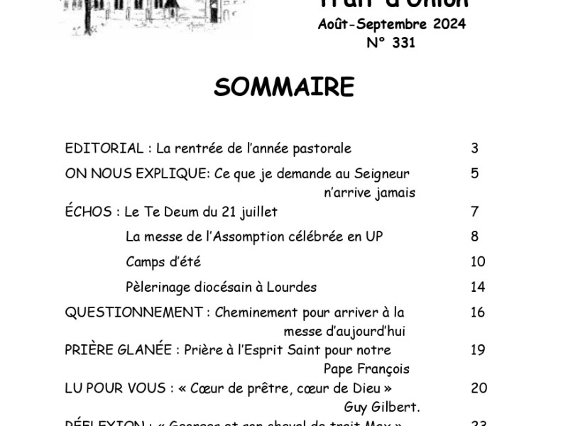 Trait d&rsquo;Union 331 Août-Septembre&nbsp;2024